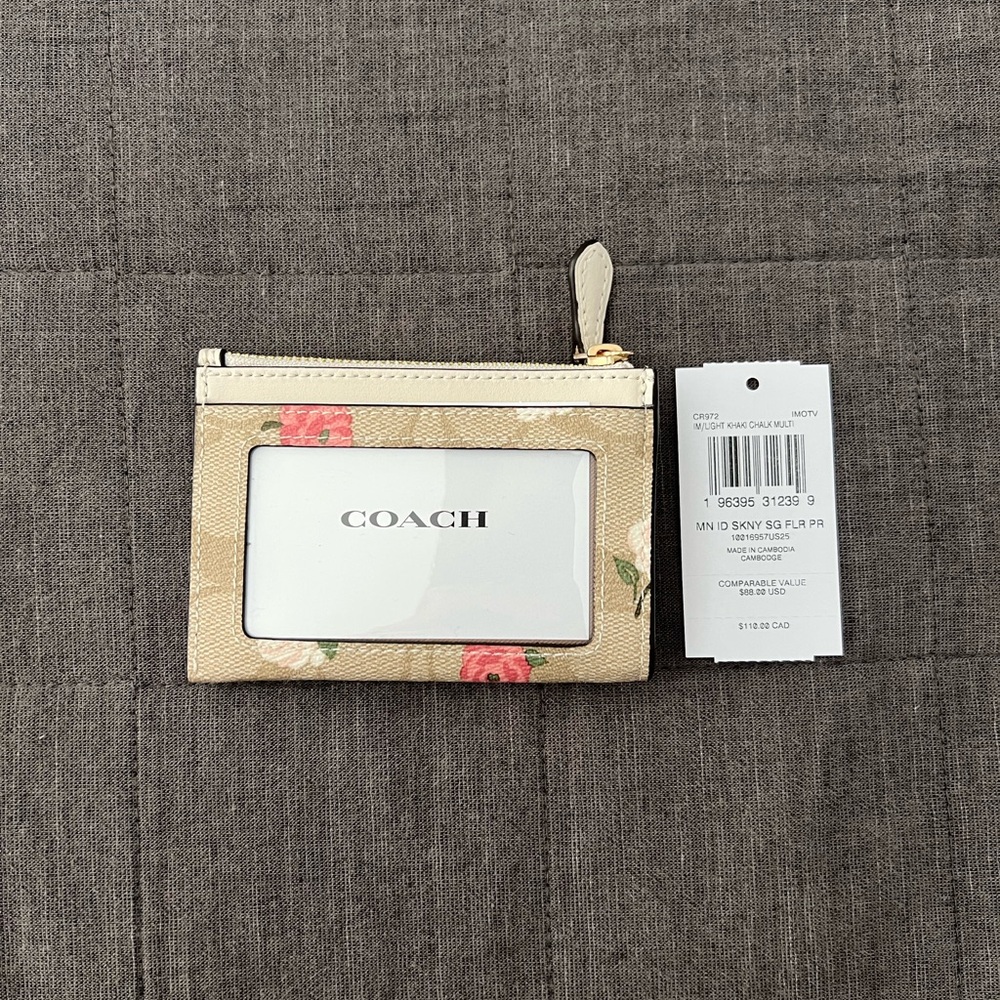 Coach Beige Floral Card Holder